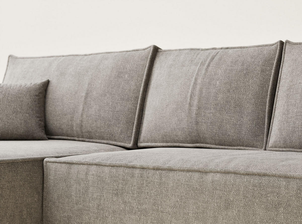 ECKSOFA Maze Braun Chenille-Stoff - Links Seite - Schwarz/Braun, Holz/Holzwerkstoff (185/294cm) - Maison de Reve