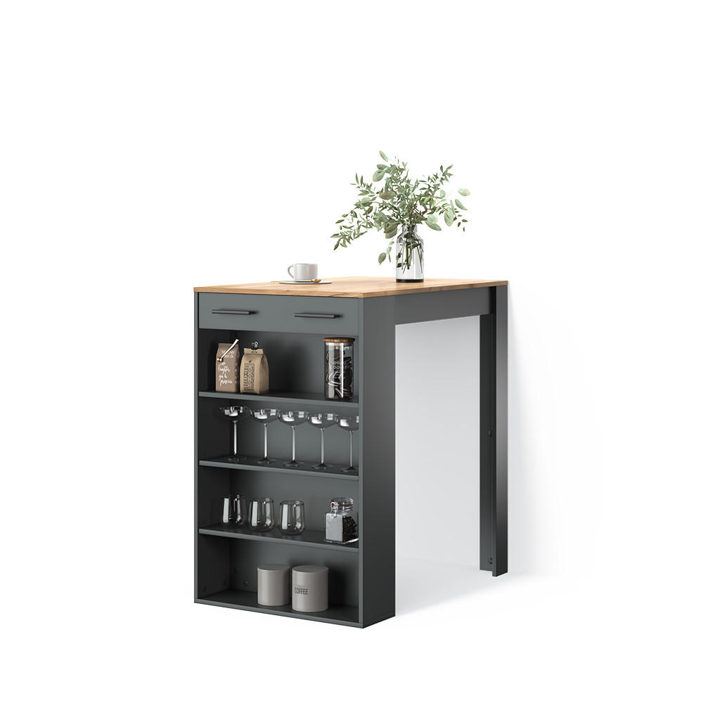 BARTISCH Regusa Anthrazit/Goldkraft Eiche 67 x 100 cm - Anthrazit, Holzwerkstoff (100/67/106cm) - Livinity®