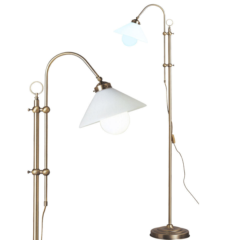 LED STEHLEUCHTE Messing Opal Glas - Messingfarben, Glas (47/23/170cm) - Globo Lighting