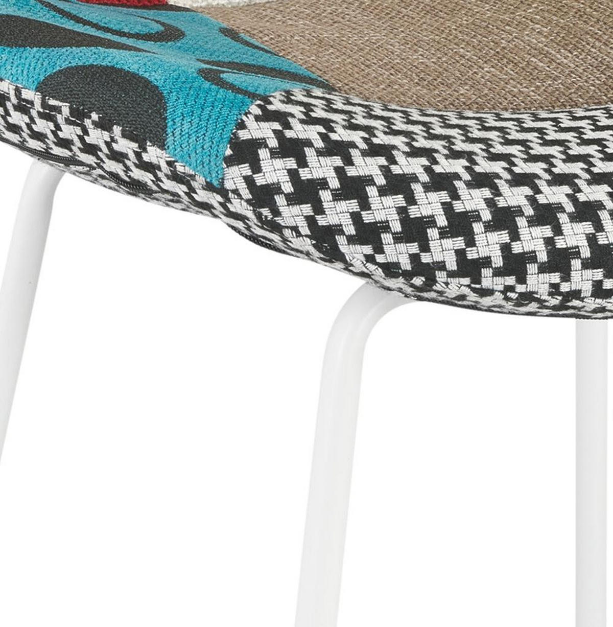 BARHOCKER – Patchwork, 65 cm, hohe Lehne, Metall Weiß, REMAXO - Multicolor/Weiß, Textil/Metall (45/105/49cm) - KADIMA DESIGN