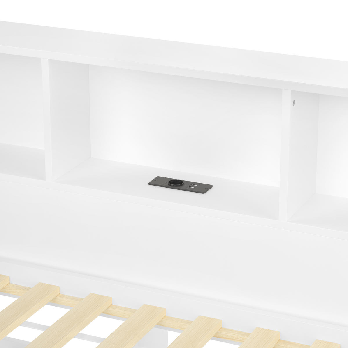 POLSTERBETT aus Kiefernholz 90x200 cm in Weiß mit Ausziehbett, LED & USB - Weiß, Holz (90/200cm) - Modfu