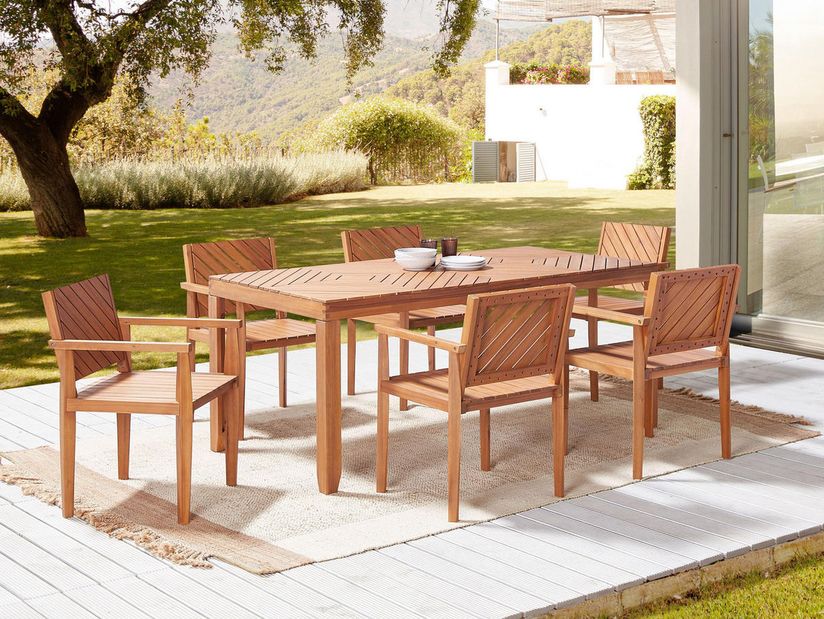 GARTENSTUHL Akazienholz hellbraun Baratti - Hellbraun, Holz (55/82/40cm) - Beliani