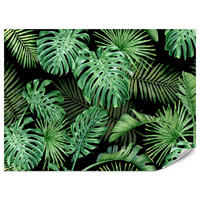 FOTOTAPETE für Schlafzimmer Exotische Grüne Monstera Palmen 500x350 - Schwarz/Grün, Papier (500/350cm) - Muralo