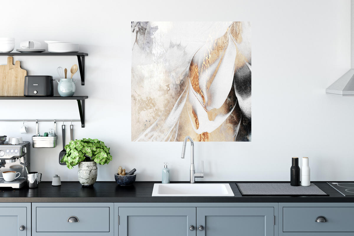 WANDTATTOO Luxus - Abstrakt - Gold - Weiß 50x50 cm - Goldfarben, Kunststoff (50/50/0.1cm) - MuchoWow