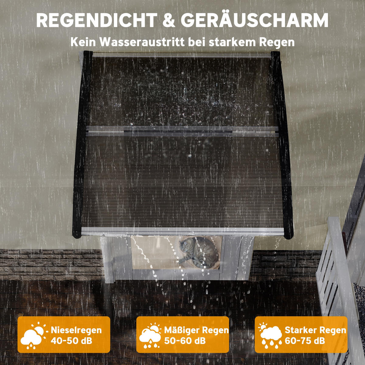 PULTVORDACH Vordach für Haustür 103x96,5x27cm mit UV Schutz für draußen Braun - Braun, Kunststoff (96.5/27/103cm) - Outsunny
