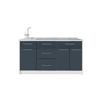 KÜCHENBLOCK Fame-Line, Dunkelblau Hochglanz/Weiß, 150 cm, AP Marmor - Dunkelblau/Weiß, Holzwerkstoff (150/82/60cm) - Vicco