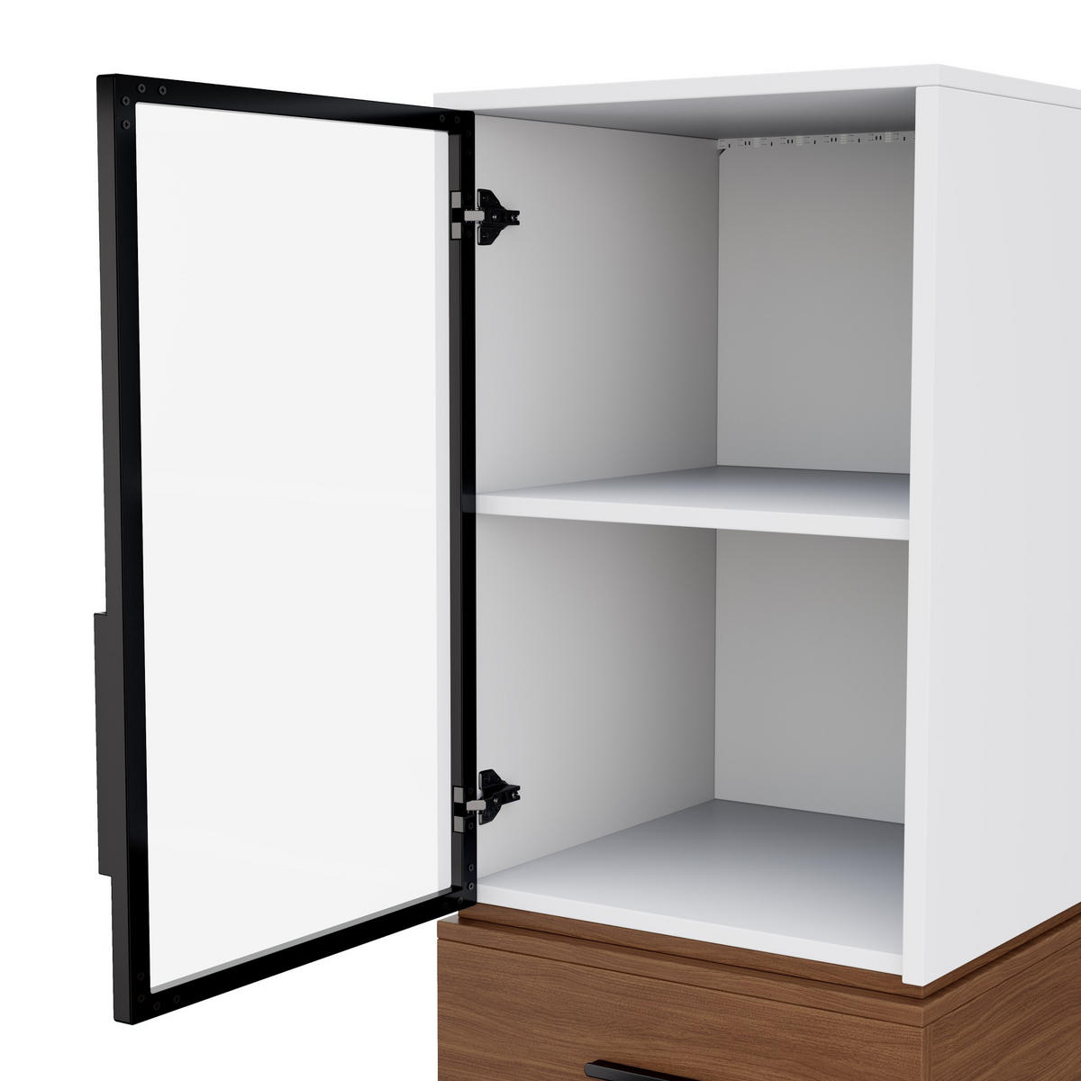 HIGHBOARD 40/40/200 cm in Weiß mit LED-Beleuchtung und Glastüren - Weiß, Holzwerkstoff (40/200/40cm) - Flora Grace