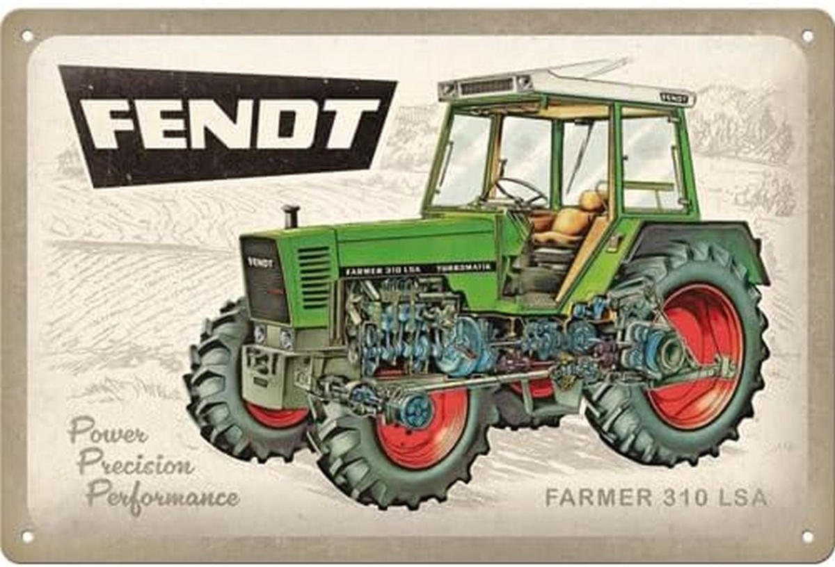 BLECHSCHILD 20/30 cm Fendt Farmer 310 LSA - Multicolor, Metall (30/20/0.2cm) - Nostalgic-Art