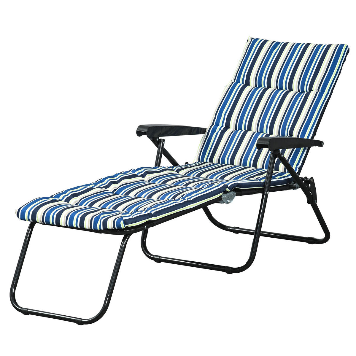 SONNENLIEGE DE-15601 6-fach verstellbar mit Matratze & Armlehnen Mehrfarbig - Multicolor, Metall (58/89/153cm) - ComfortXL