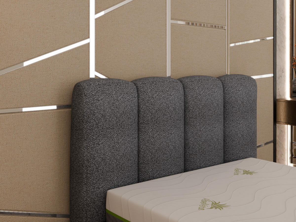 POLSTERBETT ZAIRA 120 x 200 cm mit Bettkasten und Lattenrost, 7-Zonen-Taschenfederkernmatratratze CIRA (24 cm) – Beige - Beige, Holz (90/200cm) - Panda Möbel