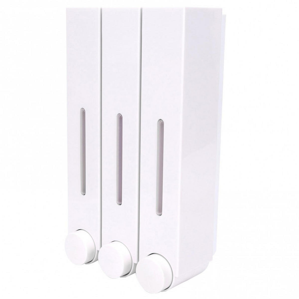 SEIFENSPENDER , Dreifacher Wand-Shampoospender - Weiß, Kunststoff (15/7/27.5cm) - BELZ