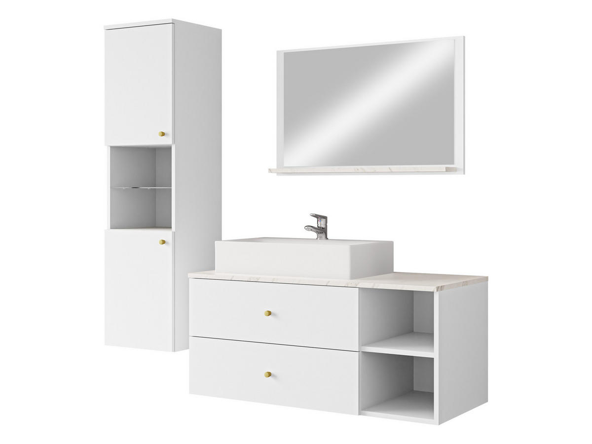 BADMÖBEL-SET Kertos II - Goldfarben/Weiß, Holzwerkstoff/Metall (100/57/45cm) - MIRJAN24