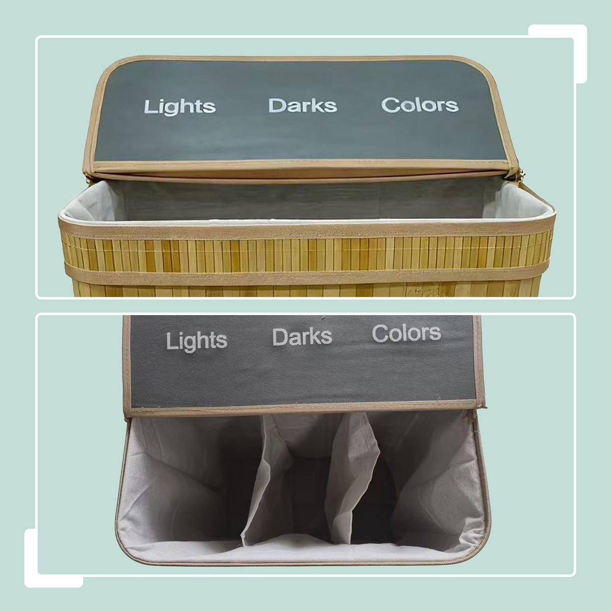 WÄSCHEKORB - Hellbraun, Holz/Textil (52/63/32cm) - Relaxdays