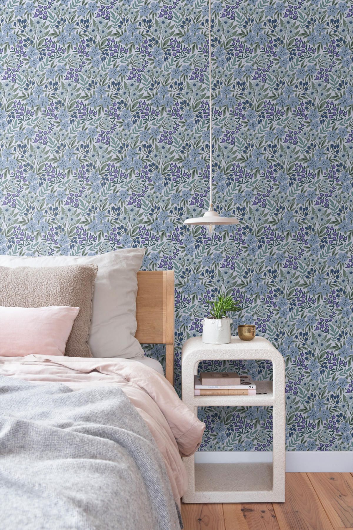 TAPETE Blumen 50 x 900 cm - Blau, Papier (50/900cm) - ESTAhome