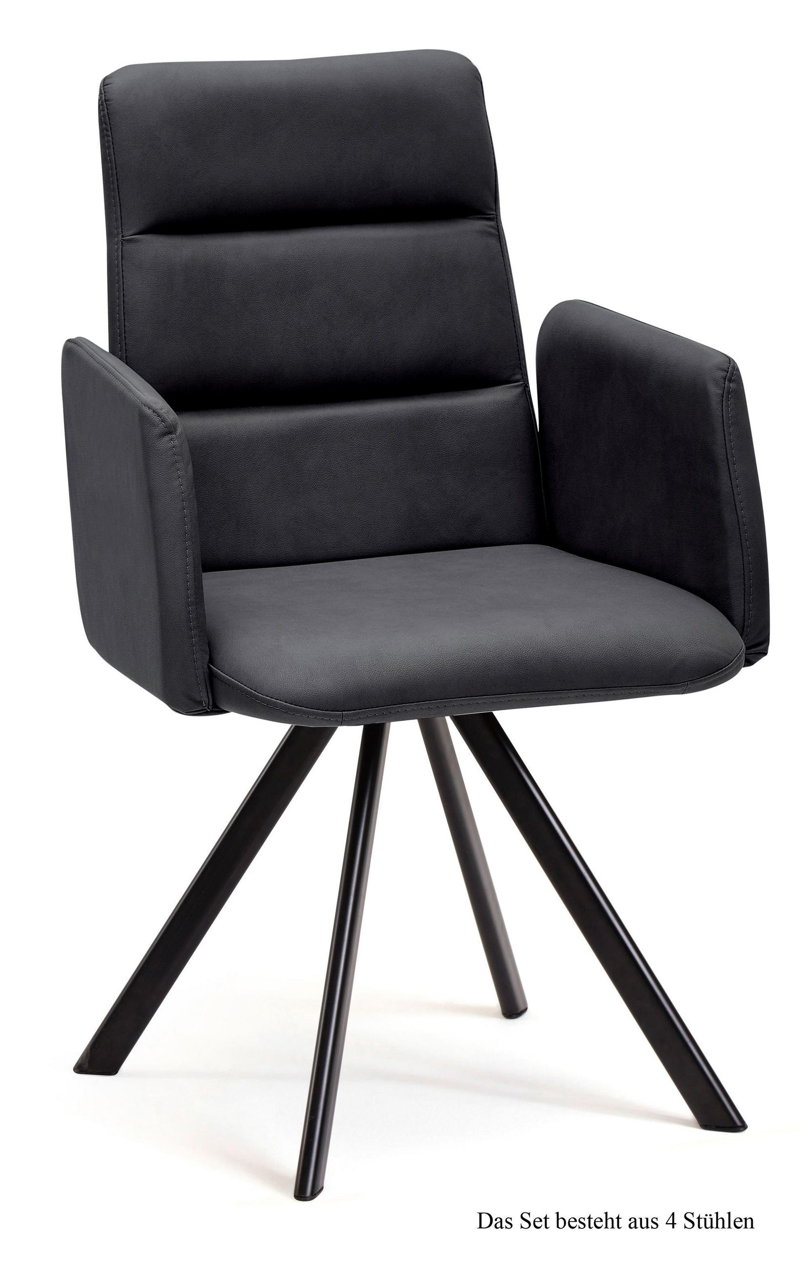 ARMLEHNSTUHL drehbar (4er-Set) Desta 52x92x60 Schwarz/Anthrazit - Anthrazit/Schwarz, Kunststoff (60/92/52cm) - 58aufmkessel
