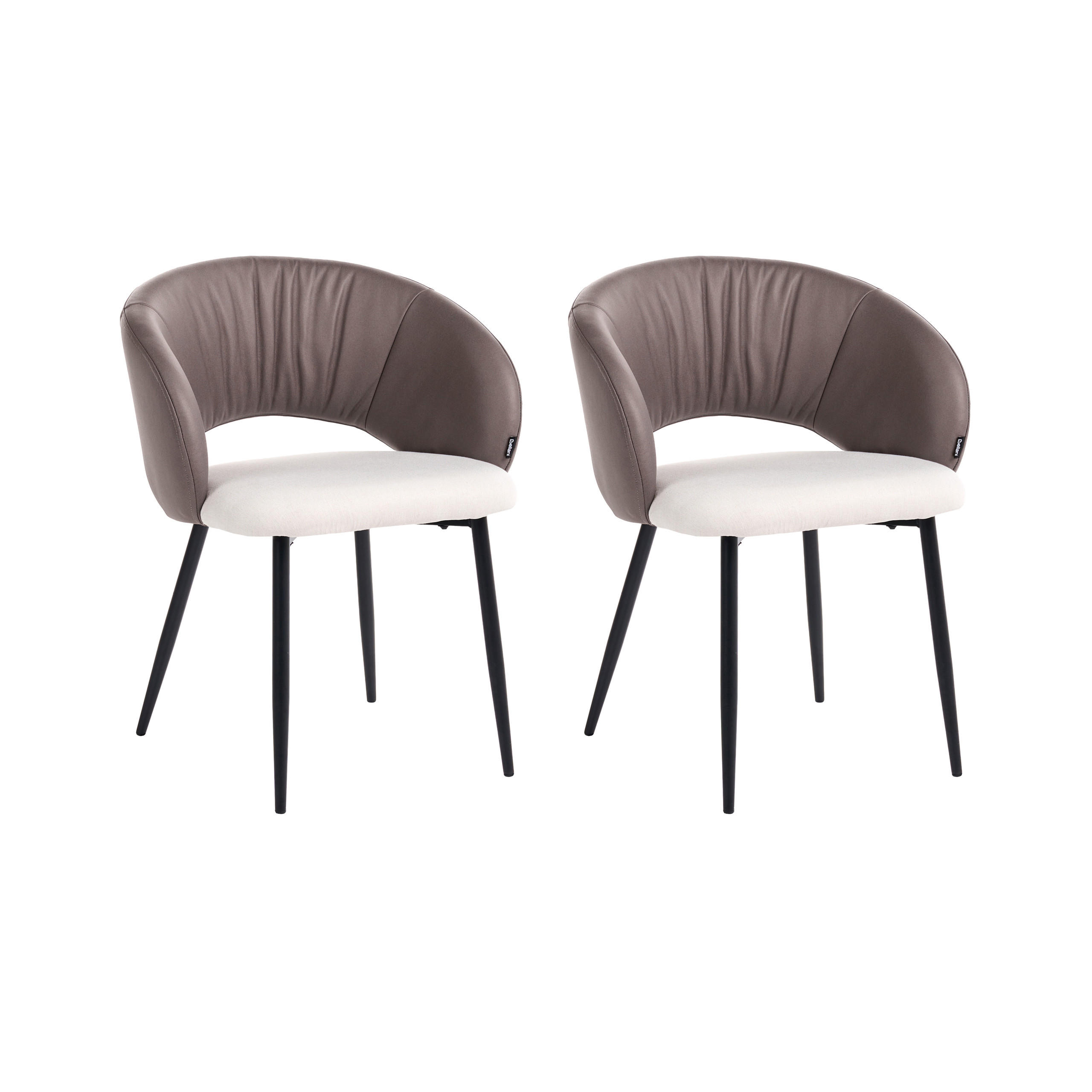 SCAUN set de 2 textil maro/bej deschis Walla