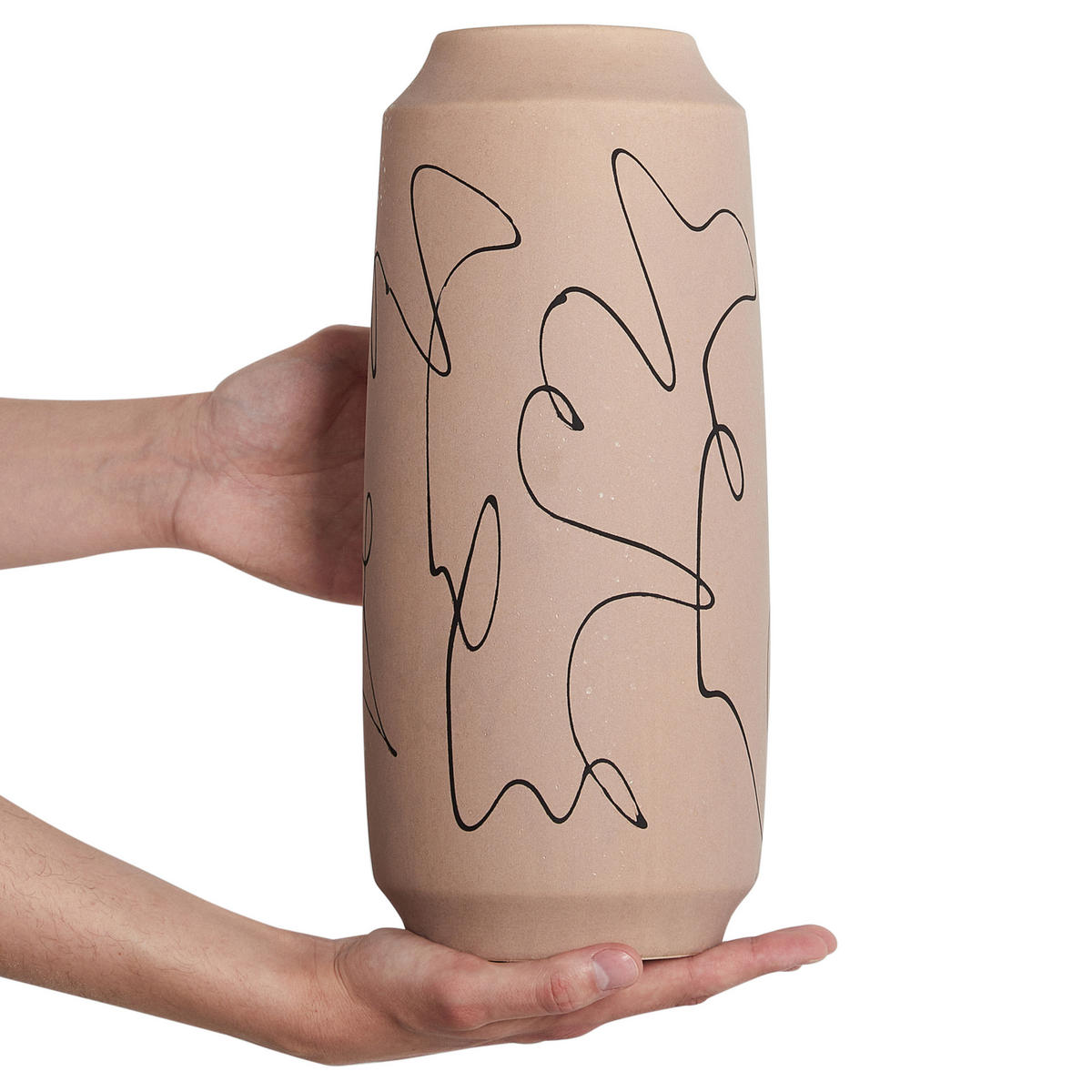 BLUMENVASE Steinzeug beige Sunfish - Beige, Keramik (33cm) - Beliani