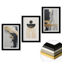 WANDBILDER 3er-Set - 20x30 cm Schwarzer Rahmen - Abstrakte Geometrie Eleganz - Schwarz, Kunststoff (20/30cm) - ArtPrintCave