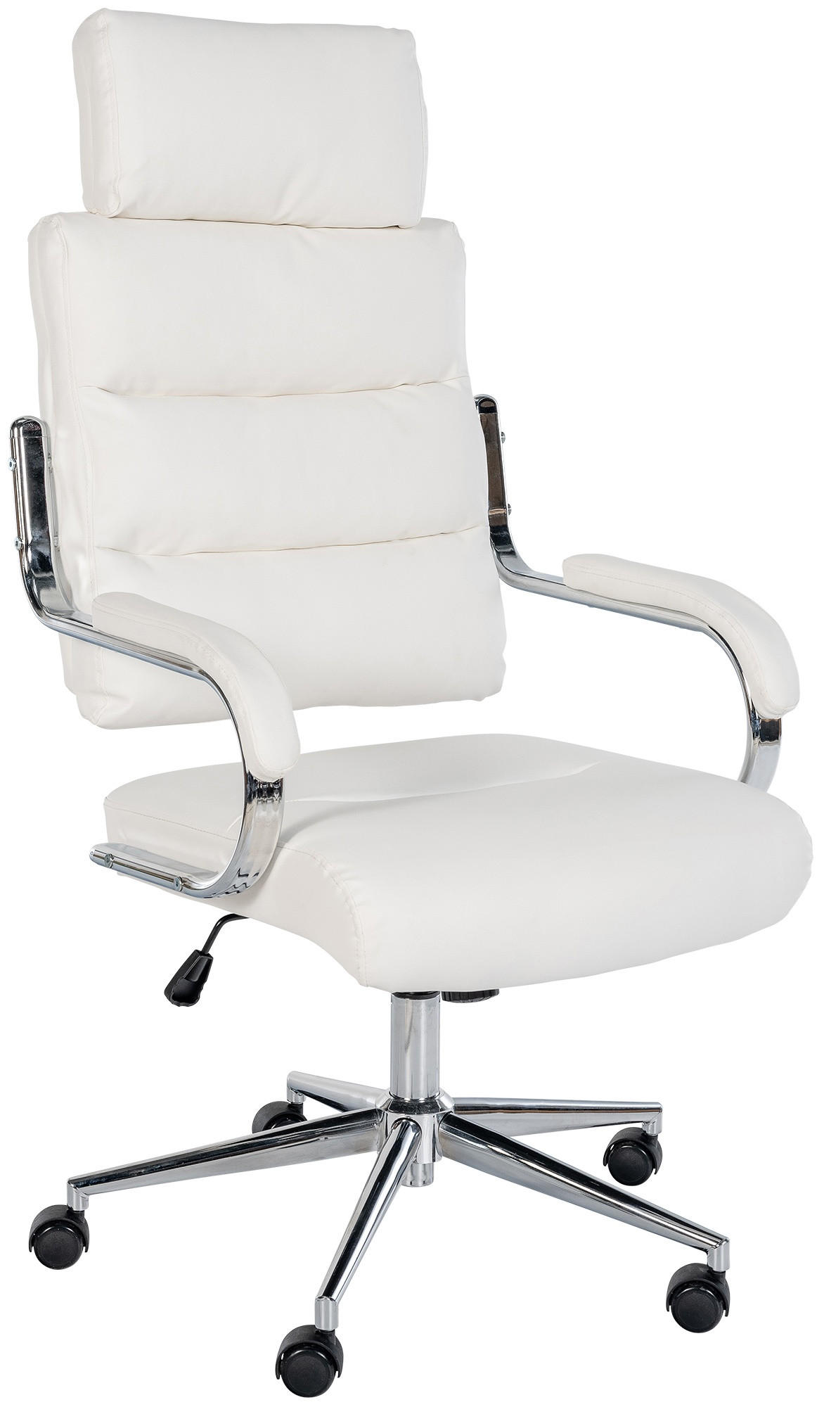 DREHSTUHL Lederlook Weiß - Chromfarben/Weiß, Textil/Metall (61/119/78cm) - CLP