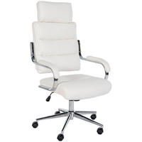 DREHSTUHL Lederlook Weiß - Chromfarben/Weiß, Textil/Metall (61/119/78cm) - CLP
