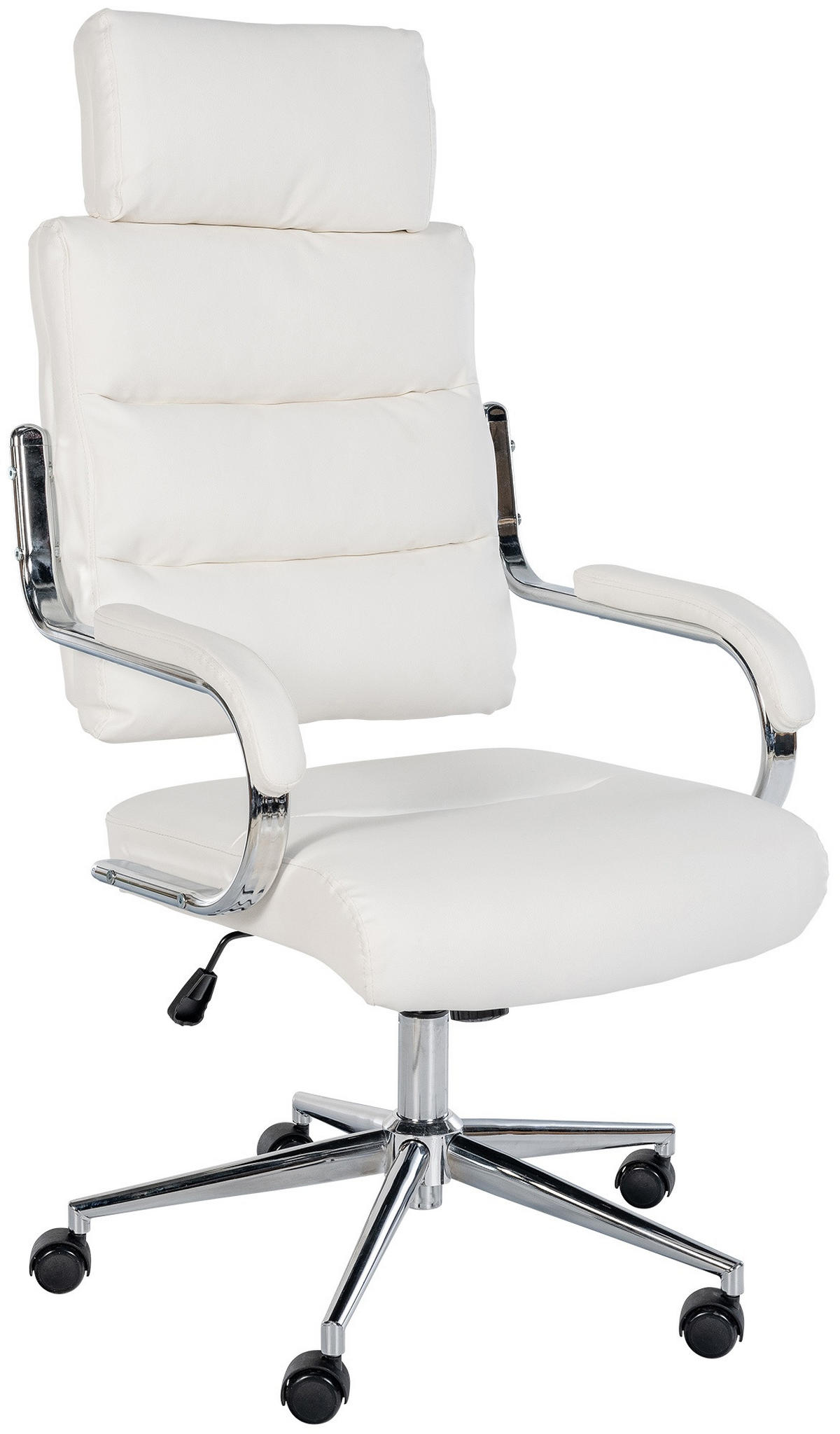 DREHSTUHL Lederlook Weiß - Chromfarben/Weiß, Textil/Metall (61/119/78cm) - CLP