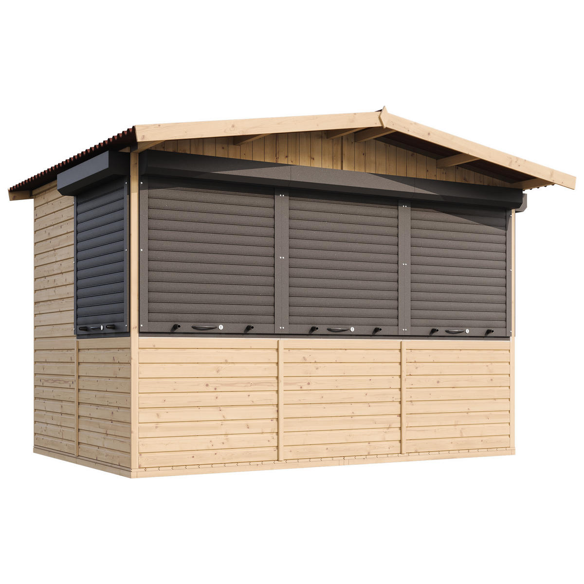 MARKTBUDE Holz M150BZ Gartenhaus - 263 x 336 cm / 6 m² - Beige, Holz (336/232/263cm) - Timbela