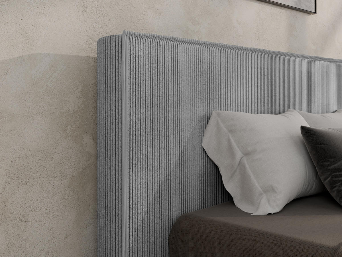 POLSTERBETT SANA 140x200cm Elegantes Polsterbett für modernen Wohnstil , Taschenfederkernmatratze mit kokos KORNOS (20cm), grau - Grau, Holz (140/200cm) - Panda Möbel