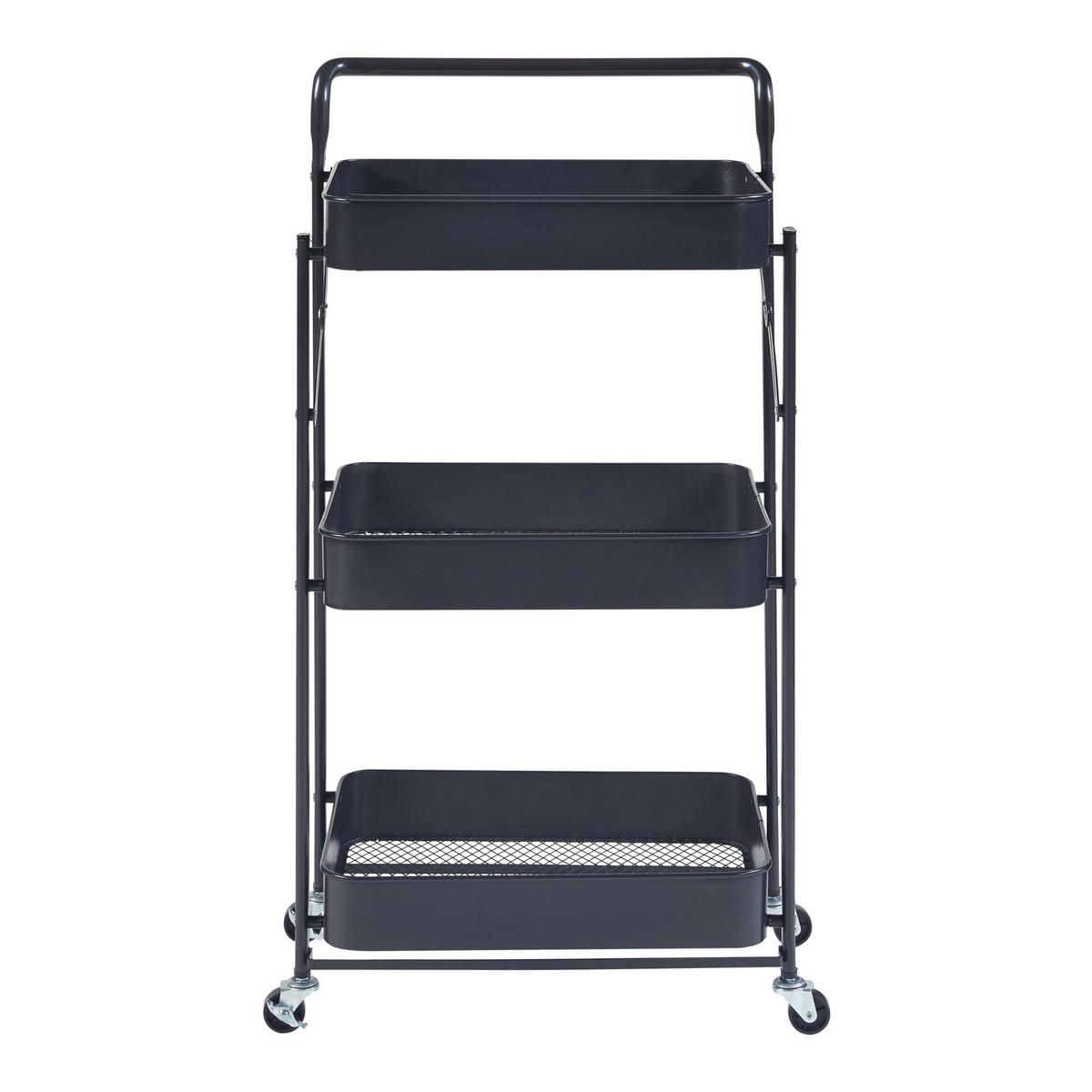 ROLLWAGEN Vörå - Schwarz, Metall (45/88/30cm) - [en.casa]