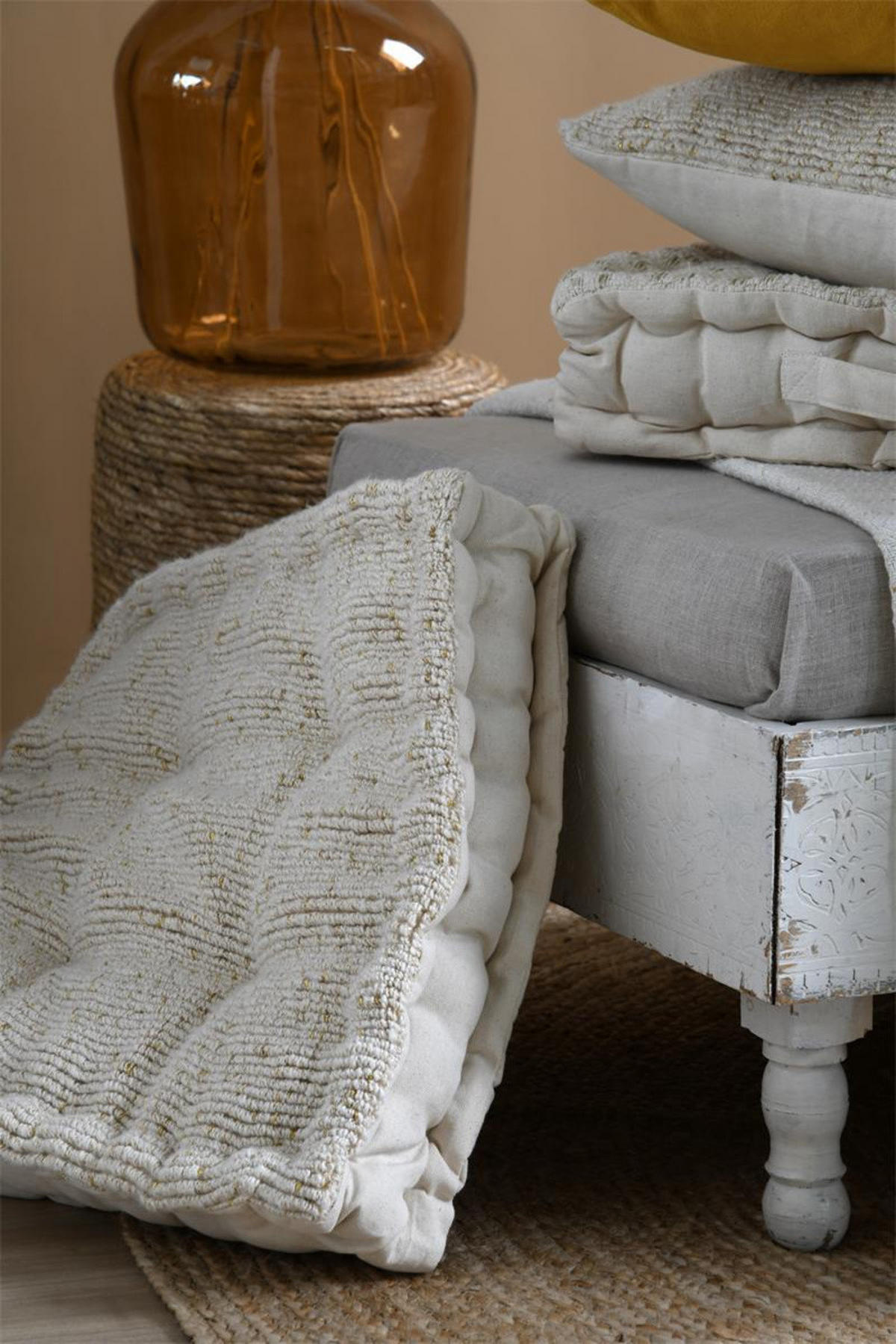 BODENKISSEN Amazonica 45/45/10 cm - Beige, Naturmaterialen (45cm)