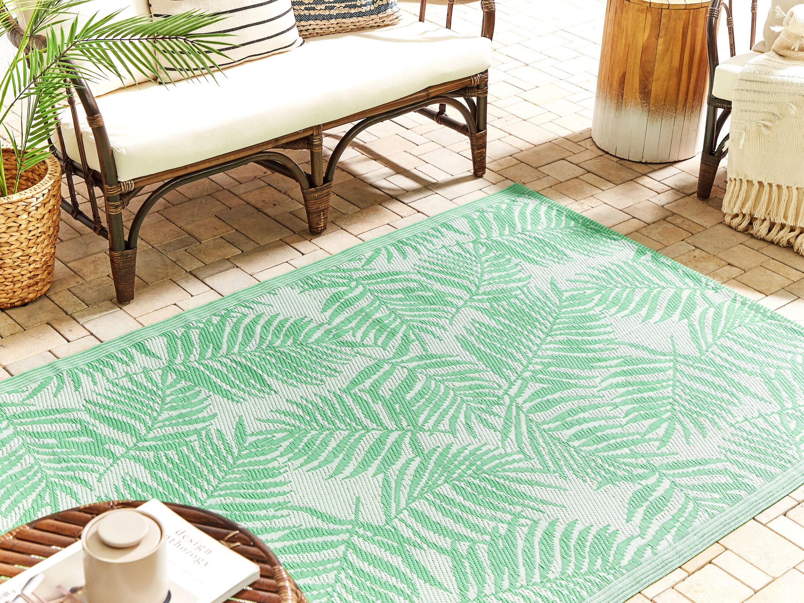 OUTDOOR-TEPPICH Kota 180/120 cm - Hellgrün, Kunststoff (120/180cm) - Beliani
