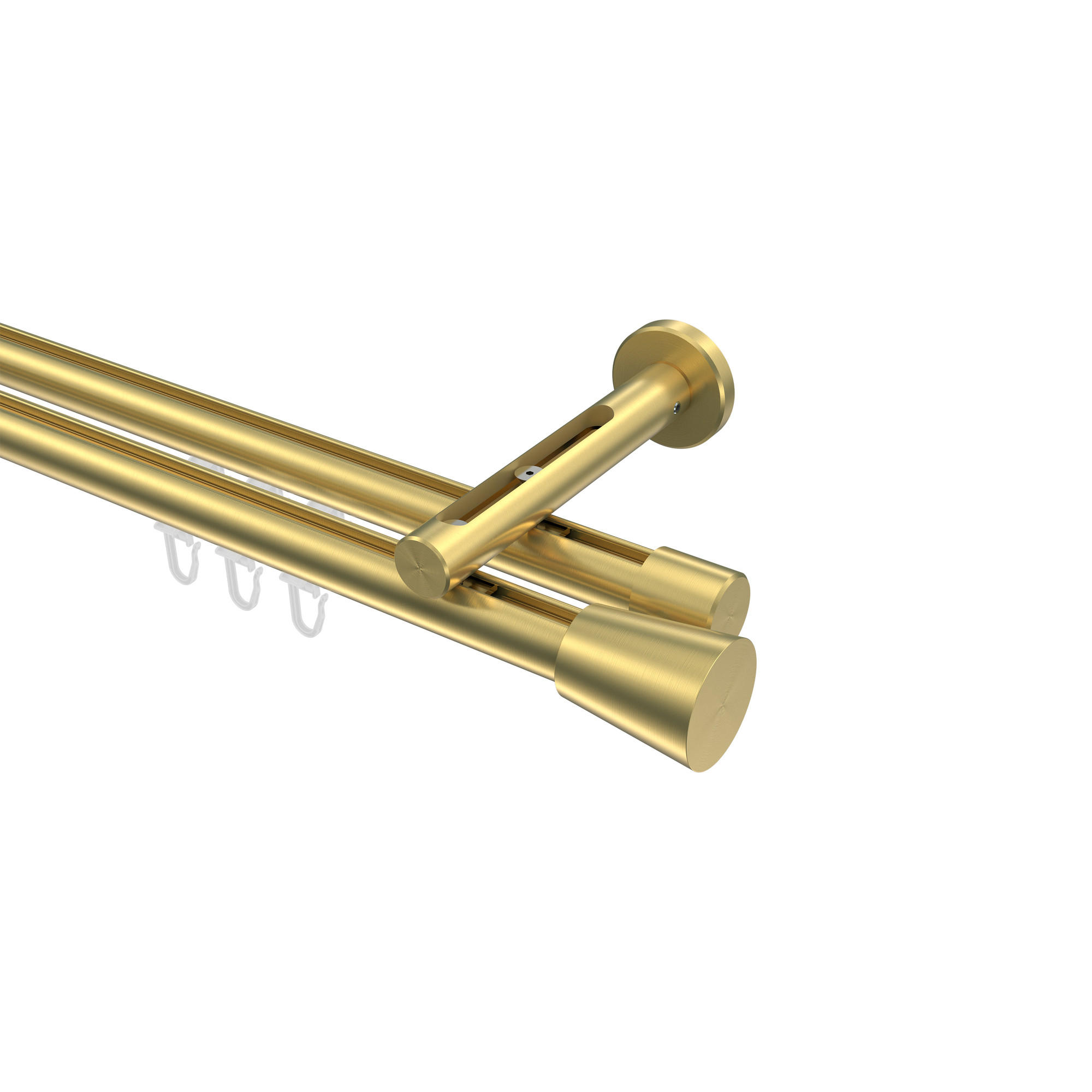 GARDINENSTANGE INNENLAUF Siteno Sitra 300 cm (geteilt in 3 x 100 cm), 2-läufig, 20 mm Ø Messing-Optik - Messingfarben, Metall (300cm) - INTERDECO