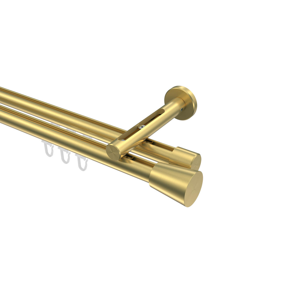 GARDINENSTANGE INNENLAUF Siteno Sitra 300 cm (geteilt in 3 x 100 cm), 2-läufig, 20 mm Ø Messing-Optik - Messingfarben, Metall (300cm) - INTERDECO