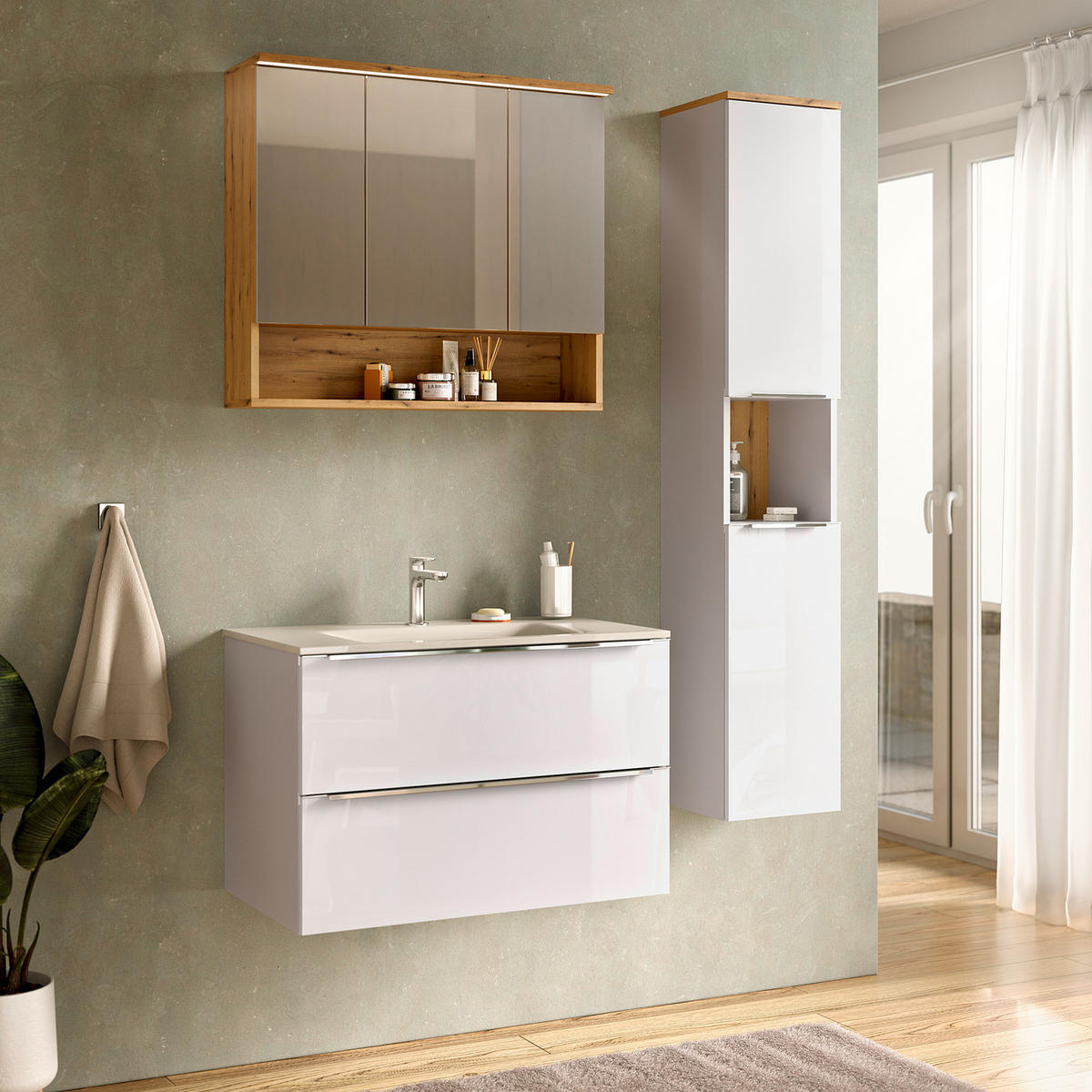 HOME24 Waschtischunterschrank Malba Typ B - Weiß Hochglanz, Holzwerkstoff (80/54/47cm) - home24