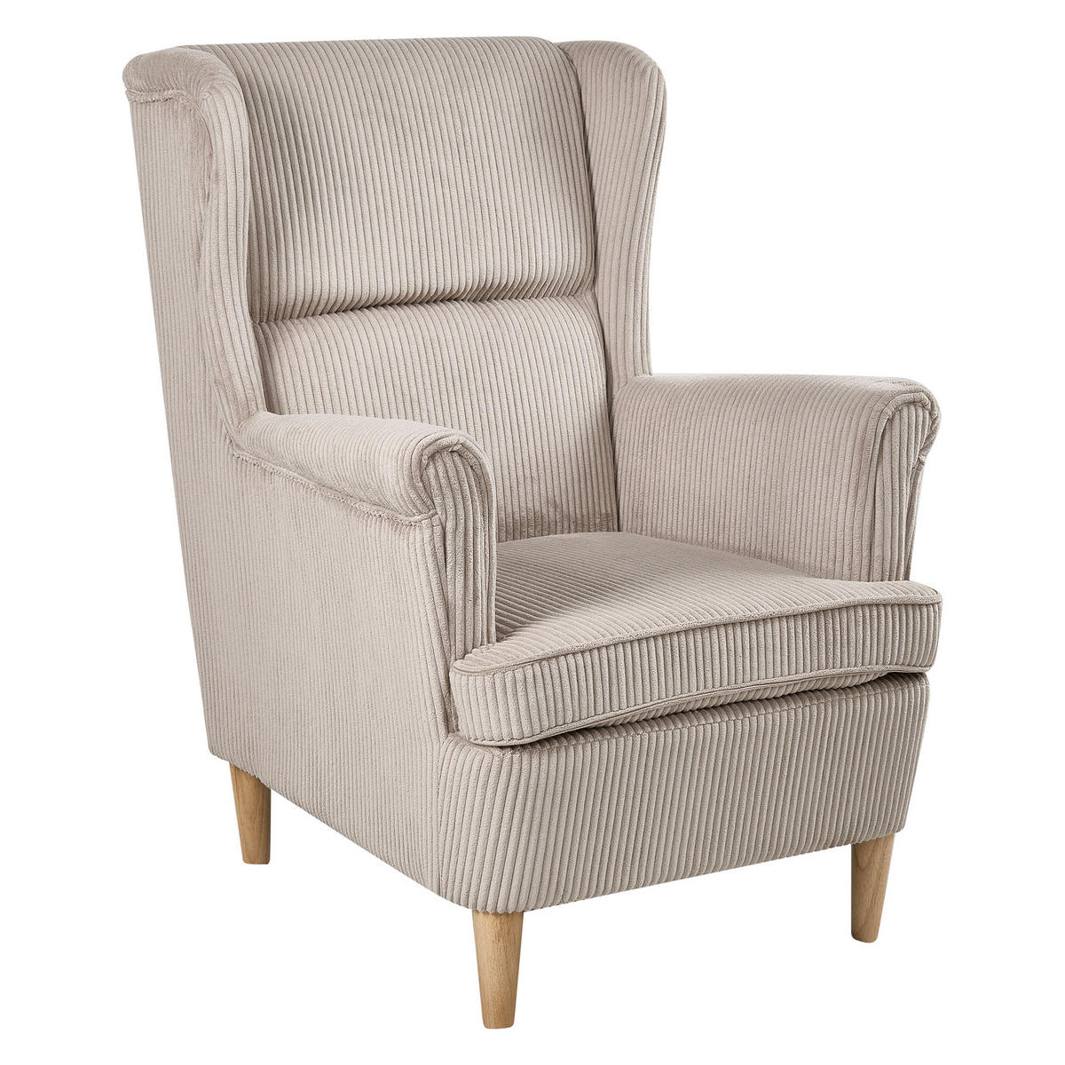 OHRENSESSEL Cord Beige Abson - Hellbraun, Textil (64/100/65cm) - Beliani