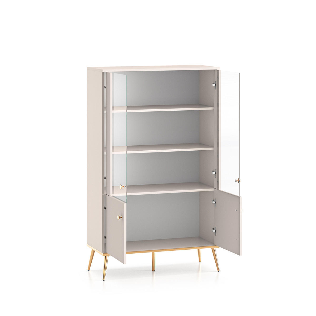 VITRÍNA Olivia Kašmír - béžová, kompozitní dřevo (92/152/40cm) - Petits-meubles