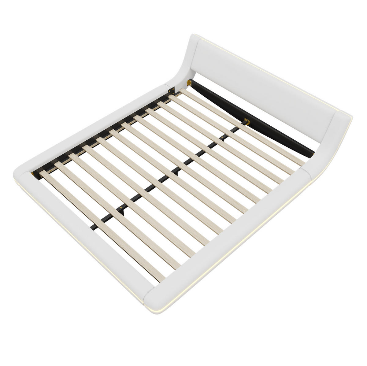 POLSTERBETT 160/200 cm weiß aus PU mit LED-Beleuchtung - Weiß, Kunststoff (160/200cm) - OKMYHOME