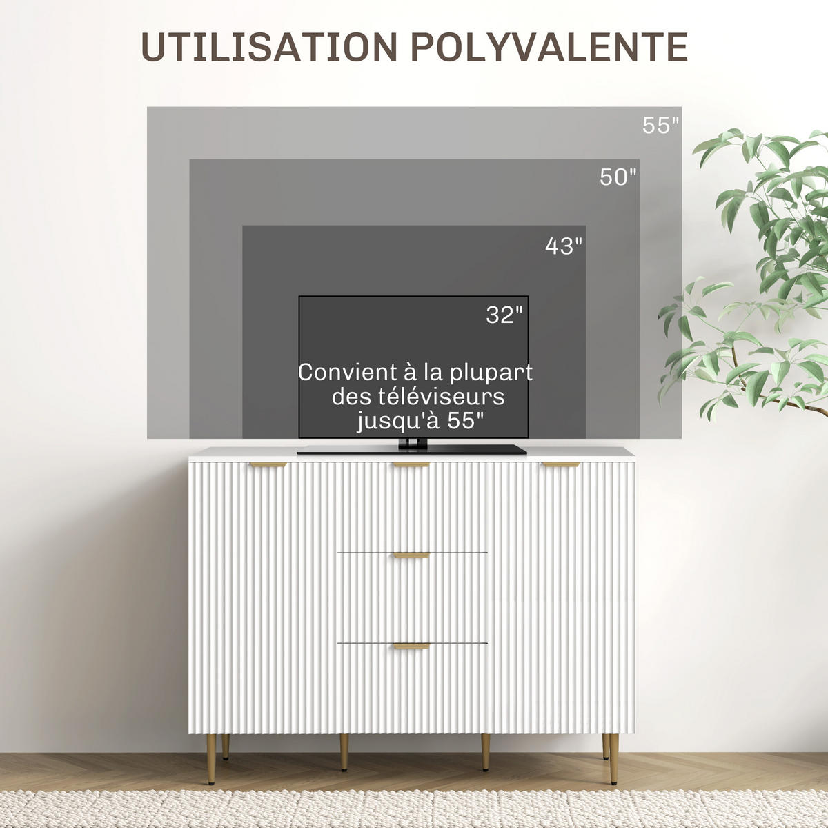 SIDEBOARD Weiß, 3 Schubladen, 2 Türen, 120/40/89,5 cm - Weiß, Holz (120/89.5/40cm) - PANGIVO