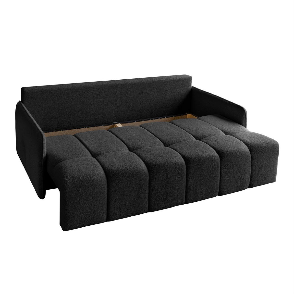 Schlafsofa Morena, zweisitzig, mit Schlaffunktion, Quelle 100 - Schwarz, Textil (207/90/90cm) - Lookway