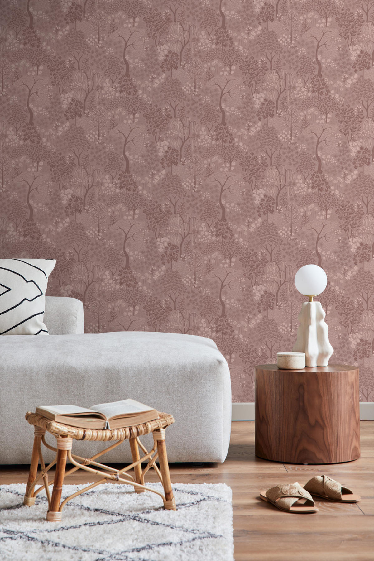 TAPETE Bäumen und Blumen 50 x 900 cm - Pink, Papier (50/900cm) - ESTAhome