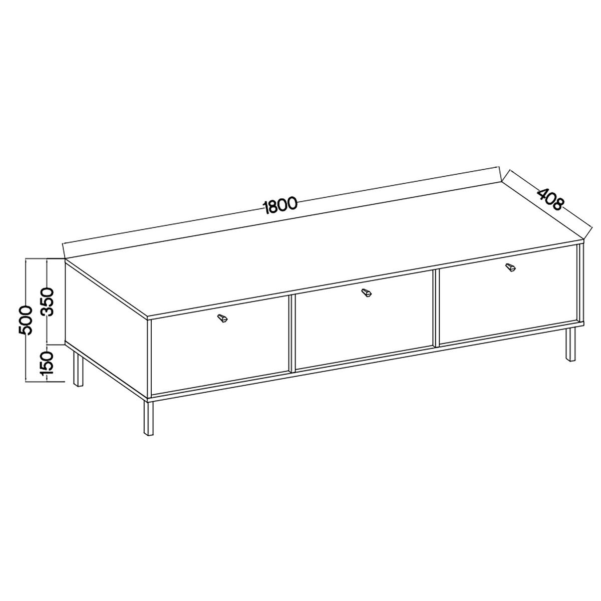 LOWBOARD TORINO 180x40,8x50 cm mit 3 Türen Graphitfarben - Graphitfarben, Holzwerkstoff (180/50/40.8cm) - MASSENO