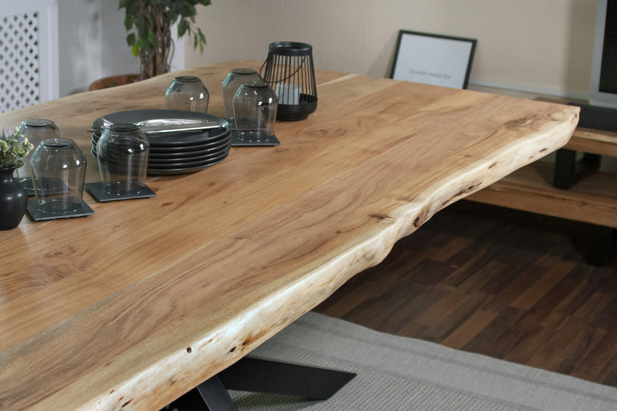 ESSTISCH CALI - Beige/Schwarz, Holz/Metall (80/120/77cm) - SAM