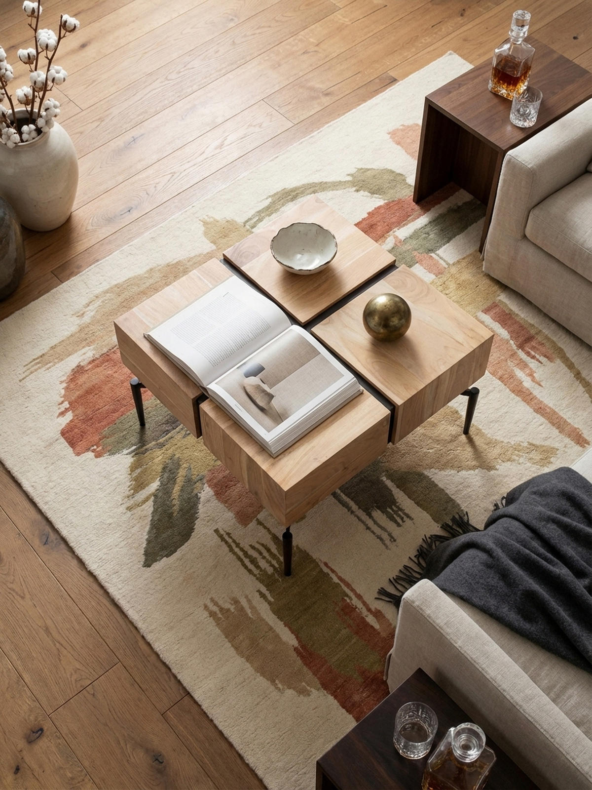 COUCHTISCH Massivholz Quadratisch Metallgestell Würfel-Form Modern, Akazie 60x60x40 cm - Schwarz/Akaziefarben, Holz/Metall (60/60/40cm) - KADIMA DESIGN