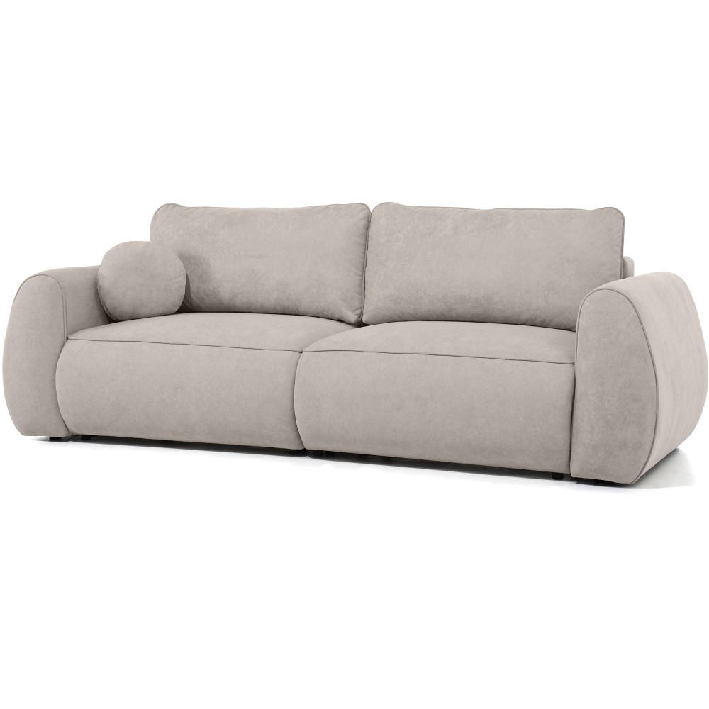 3-SITZER Schlafsofa Bravo mit Eckfunktion, mit zwei Bettkasten, Beige - Beige/Schwarz, Textil (257/96/110cm) - Beautysofa