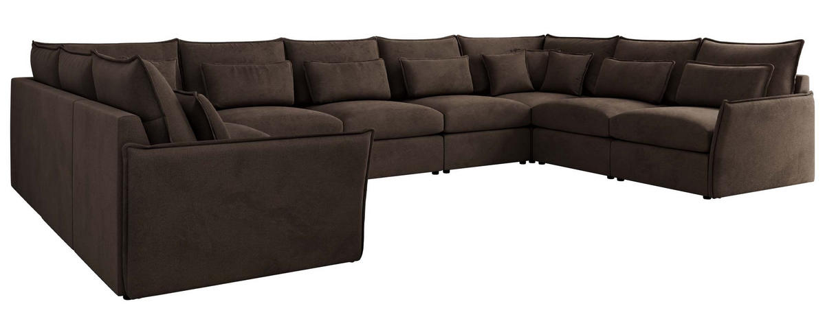 WOHNLANDSCHAFT VERSO U 9M Braun Velvet - Schwarz/Braun, Kunststoff/Textil (442/93/270cm) - MKS