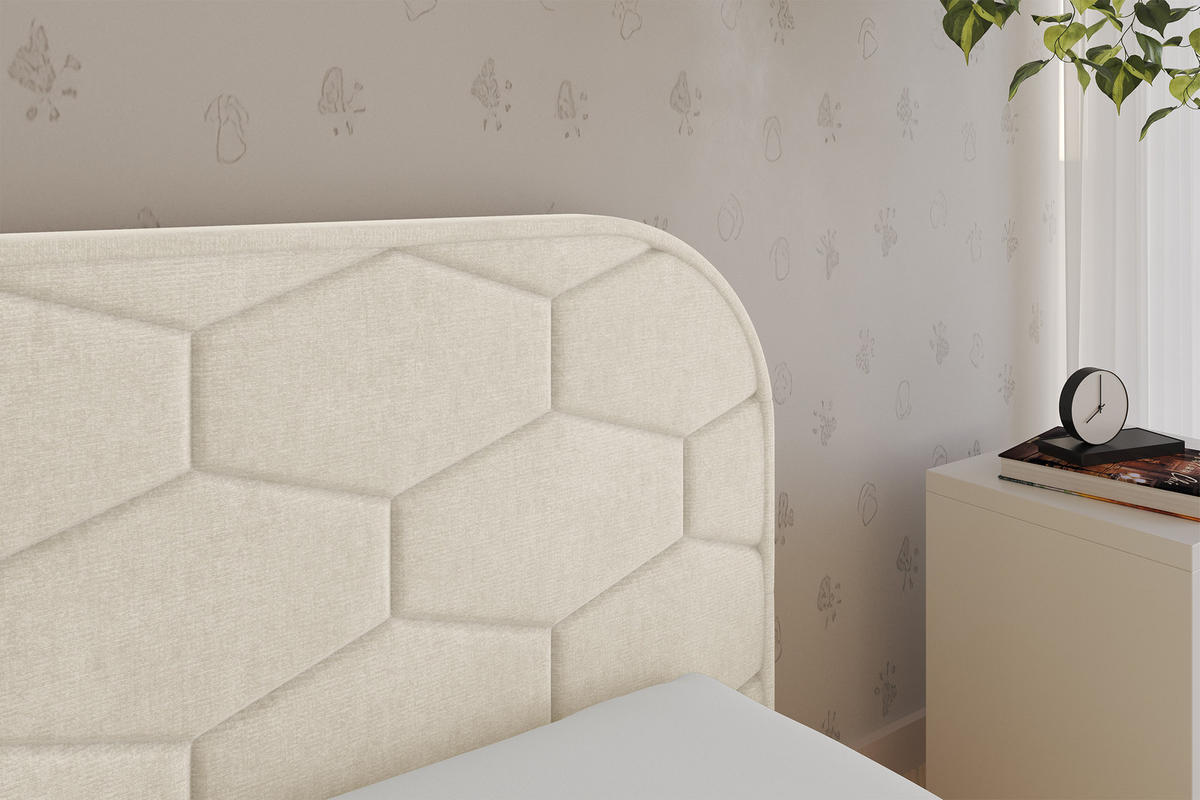 EINZELLBETT Jugendbett mit Bettkasten und Matratze H3/H4, Links - JAXY 90x200 Beige - Beige, Holzwerkstoff/Textil (90/200cm) - ALTDECOR
