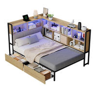 DAYBETT Natur 90x200 LED USB Type-C Schubladen Stauraum - Naturfarben, Metall (90/200cm) - FLIEKS