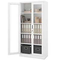 VITRINENSCHRANK abschließbar AMELIA mit Glastüren 185x90x40cm Weiß - Weiß, Metall (90/185/40cm) - Jan Nowak