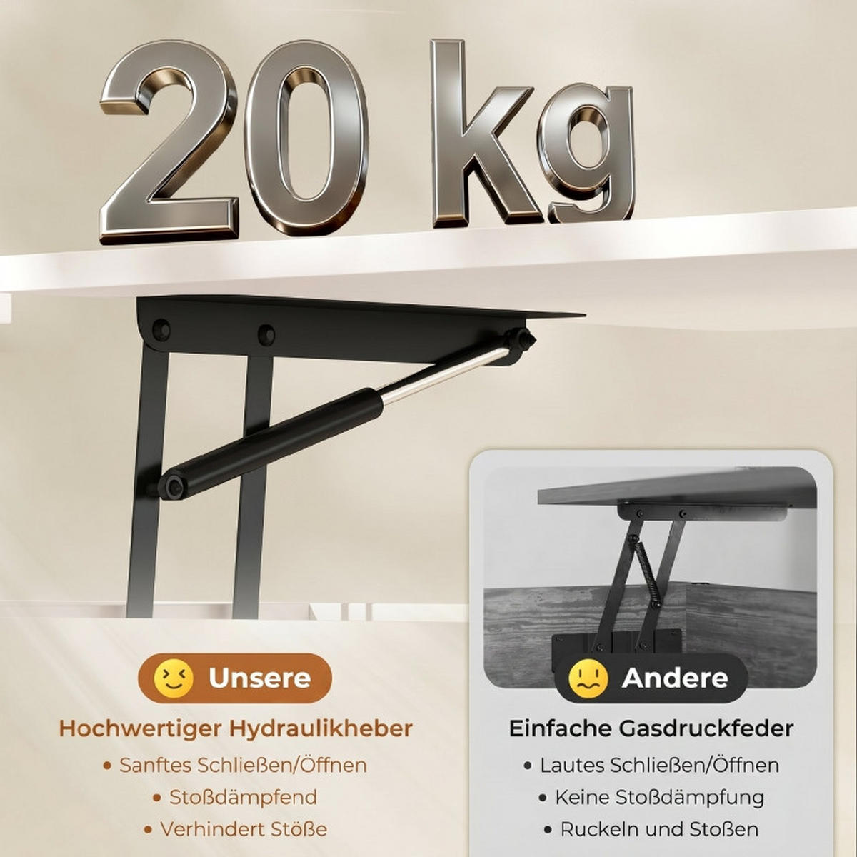 COUCHTISCH DE-37207 Lift-Top mit 2 Klappdeckeln Weiß/Schwarz - Weiß, Holzwerkstoff (100/50/58cm) - ComfortXL