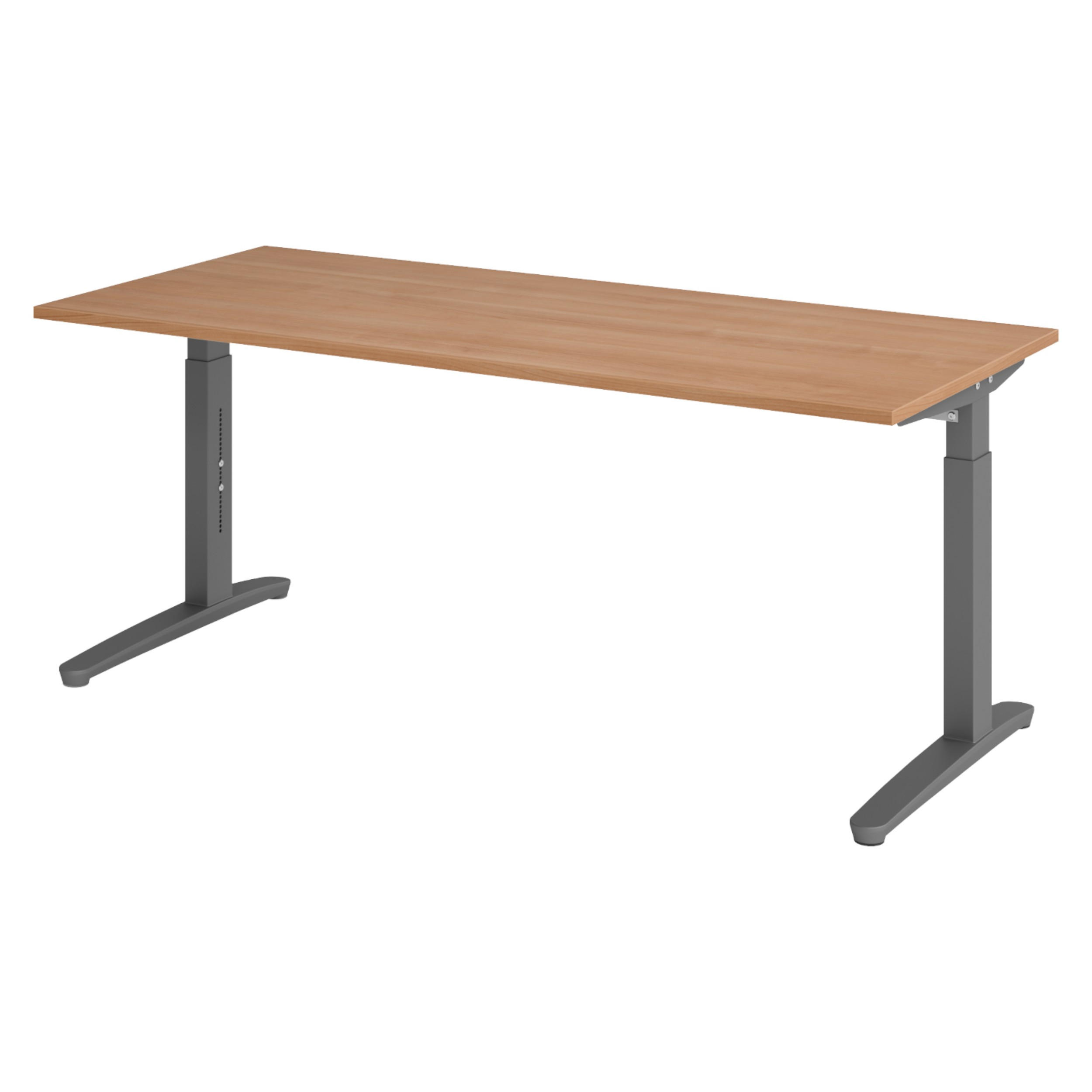 SCHREIBTISCH Serie-XB 80/180/74 cm in Nussbaumfarben/Graphitfarben - Nussbaumfarben/Graphitfarben, Holzwerkstoff (80/180/74cm) - bümö