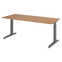 SCHREIBTISCH Serie-XB 80/180/74 cm in Nussbaumfarben/Graphitfarben - Nussbaumfarben/Graphitfarben, Holzwerkstoff (80/180/74cm) - bümö
